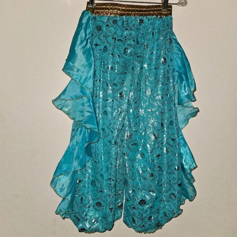 Disney Princess Jasmine Blue Gold PANTS ONLY Girls Medium 7/8 Halloween Costume